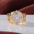 Luxury Two Tone Zircon Fashion Ring, Style Color Block Statement Finger Ring view 3