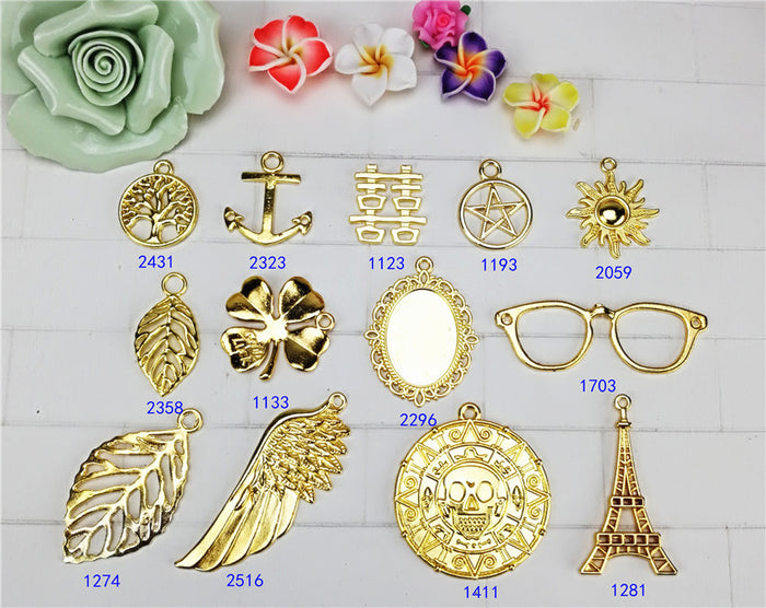 Gold-Tone Alloy Pendant Charm Assortment for DIY Jewelry