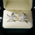 Sweet Full Rhinestone Cubic Zirconia Starfish Stud Earrings Fashion Women Ear Jewelry view 1