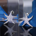 Sweet Full Rhinestone Cubic Zirconia Starfish Stud Earrings Fashion Women Ear Jewelry view 3