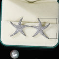 Sweet Full Rhinestone Cubic Zirconia Starfish Stud Earrings Fashion Women Ear Jewelry view 5