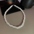 Korean Style Multi Layer Faux Pearl Wrap Necklace, Irregular Geometric Zinc Alloy Choker view 2
