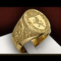 Crown Lion Shield Badge Ring Copper Gold Plated Royal Signet Ring For Men European Style view 3