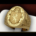 Crown Lion Shield Badge Ring Copper Gold Plated Royal Signet Ring For Men European Style view 1