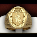 Crown Lion Shield Badge Ring Copper Gold Plated Royal Signet Ring For Men European Style view 6