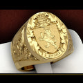 Crown Lion Shield Badge Ring Copper Gold Plated Royal Signet Ring For Men European Style view 2