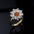 Two Tone Daisy Sunflower Ring For Women, Fashion Small Flower Adjustable Finger Jewelry view 2