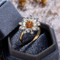 Two Tone Daisy Sunflower Ring For Women, Fashion Small Flower Adjustable Finger Jewelry view 3