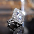 Luxury Full Pave Marquise Zirconia Ring For Women Copper White Gold Plated Fashion Band view 4