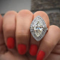 Luxury Full Pave Marquise Zirconia Ring For Women Copper White Gold Plated Fashion Band view 1