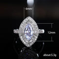 Luxury Full Pave Marquise Zirconia Ring For Women Copper White Gold Plated Fashion Band view 5