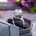 Classic Four Prong Floral Bridal Ring For Women, Dream Wedding Bride Flower Hand Jewelry view 4