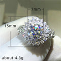 European Luxury Women's Wedding Ring, White Gold Plated Copper Zircon Finger Ring For view 5