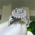 European Luxury Women's Wedding Ring, White Gold Plated Copper Zircon Finger Ring For view 4