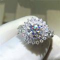 European Luxury Women's Wedding Ring, White Gold Plated Copper Zircon Finger Ring For view 3