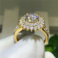 European Luxury Women's Wedding Ring, White Gold Plated Copper Zircon Finger Ring For view 2