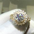 European Luxury Women's Wedding Ring, White Gold Plated Copper Zircon Finger Ring For view 1