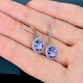 Shiny Blue Zircon Long Drop Earrings For Women Wedding Party Jewelry view 4