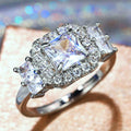 Princess Square Cubic Zirconia Bridal Ring For Women, Simulated Carat Diamond Wedding Engagement Ring view 1