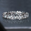 Trendy Square Zircon Full Eternity Copper Ring For Women Fashion Pinky Jewelry view 1