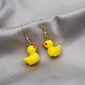 Cute Yellow Duck Enamel Alloy Dangle Earrings Sweet Cartoon Animal Drop Earrings for Girls Fashion Earrings view 1