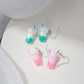 Sweet 3D Acrylic Ice Cream Sundae Cup Milk Tea Drink Charm Alloy Hook Drop Dangle Earrings view 3