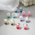 Sweet 3D Acrylic Ice Cream Sundae Cup Milk Tea Drink Charm Alloy Hook Drop Dangle Earrings view 2