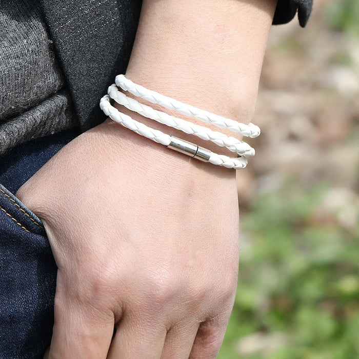Fashion Korean Japanese Woven Leather Bracelet Simple Multilayer Cord Friendship Jewelry