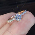 European Simple Zircon Engagement Wedding Ring Copper Platinum Plated Simulated Diamond view 5