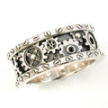 Creative Couple Gear Copper Ring, Unisex Fashion Antique Silver Plated Finger Band view 2