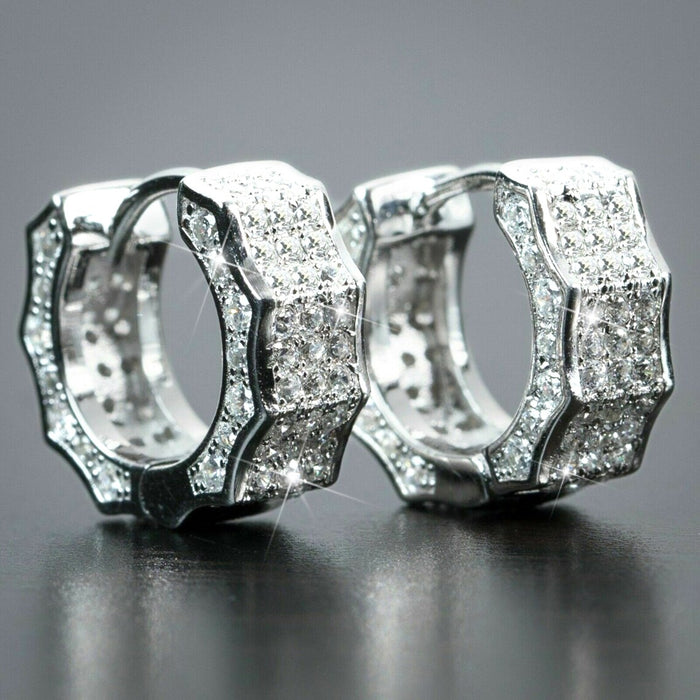 Unisex Hip Hop Micro Pave Full Zircon Ear Cuff Earrings European American Street Jewelry