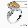 Women's Two Tone Alloy Engagement Ring, Micro Pave Rhinestone Fashion Hand Jewelry view 2