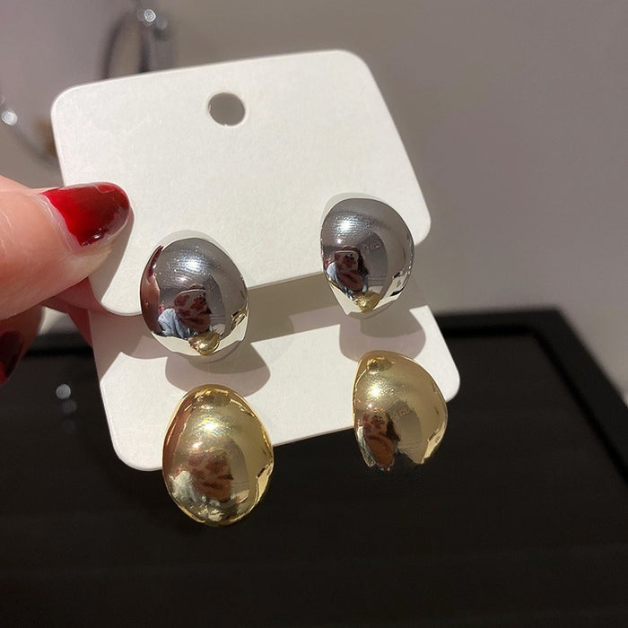 Korean Minimalist Alloy Water Drop Stud Earrings For Women Light Luxury Geometric Style