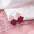 Elegant Korean Candy Color Contrast Geometric Square Diamond Acrylic Drop Stud Earrings view 2