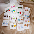Cute Asymmetric Enamel Cartoon Monkey Frog Ice Cream Strawberry Sweet Fresh Stud Earrings view 1