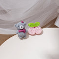 Cute Asymmetric Enamel Cartoon Monkey Frog Ice Cream Strawberry Sweet Fresh Stud Earrings view 4
