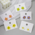 Sweet Candy Color Enamel Flower Studs With Alloy Silver Pin Fresh Korean Style Women's Earrings view 1