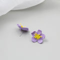 Sweet Candy Color Enamel Flower Studs With Alloy Silver Pin Fresh Korean Style Women's Earrings view 4