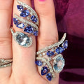 Creative Blue Cubic Zirconia Ring For Women, Royal Blue Teardrop Crystal Statement Jewelry view 1
