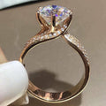 Classic Six Prong Gold Color AAA Zircon Engagement Ring For Women Fashion Jewelry view 4