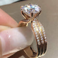Classic Six Prong Gold Color AAA Zircon Engagement Ring For Women Fashion Jewelry view 3