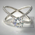 European American Creative X Shape Zircon Cross Ring For Women Fashion Jewelry view 5