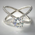 European American Creative X Shape Zircon Cross Ring For Women Fashion Jewelry view 1