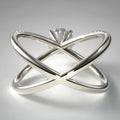 European American Creative X Shape Zircon Cross Ring For Women Fashion Jewelry view 3