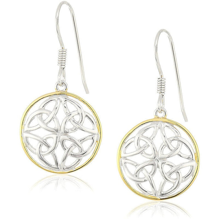 Vintage Long Drop Earrings With Hollow Round Two Tone Design, Creative Fashion Jewelry