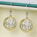 Vintage Long Drop Earrings With Hollow Round Two Tone Design, Creative Fashion Jewelry view 2