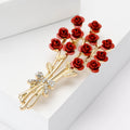 Enamel Alloy Rose Flower Brooch Pin For Elegant Women Apparel view 2