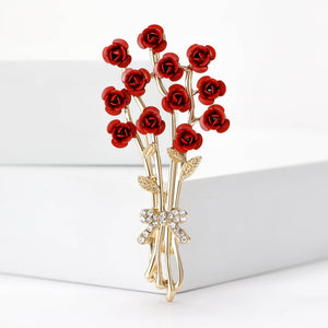 Enamel Alloy Rose Flower Brooch Pin For Elegant Women Apparel