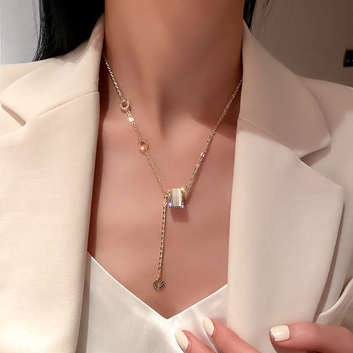 Korean Style Gold Plated Cat Eye Stone Roman Numeral Zircon Choker Necklace For Women