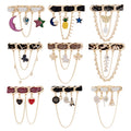 Fashion Star Moon Pineapple Butterfly Fishbone Heart Chain Tassel Brooch Pin For Cardigan view 1